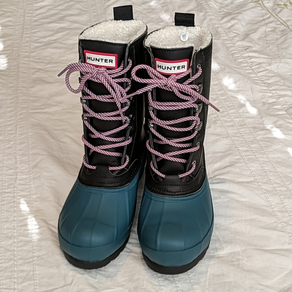 Hunter insulated boots blue black 5